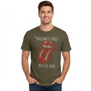 The Rolling Stones 1975 US Tour Graphic Tee, Men’s M, Brown Red